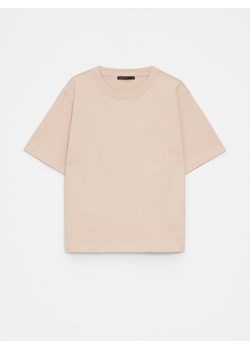 Mohito - Bawełniana beżowa koszulka - szary ze sklepu Mohito w kategorii Bluzki damskie - zdjęcie 188373223