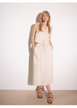 Mohito - Spódnica midi z wiskozy i lnu - beżowy ze sklepu Mohito w kategorii Spódnice - zdjęcie 188373274