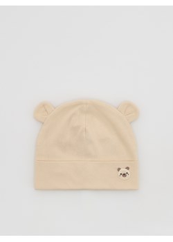 Reserved - Bawełniana czapka z uszkami - złamana biel ze sklepu Reserved w kategorii Czapki dziecięce - zdjęcie 188373403