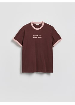 Reserved - T-shirt regular z nadrukiem - brązowy ze sklepu Reserved w kategorii T-shirty męskie - zdjęcie 188373621