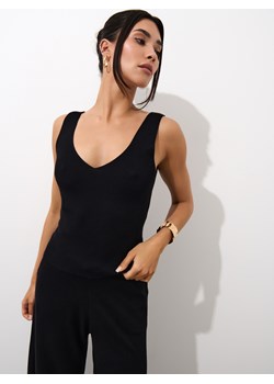 Mohito - Prążkowany czarny top - czarny ze sklepu Mohito w kategorii Bluzki damskie - zdjęcie 188374621