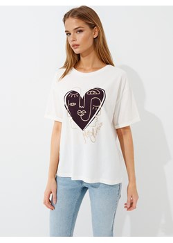 Mohito - T-shirt z nadrukiem - biały ze sklepu Mohito w kategorii Bluzki damskie - zdjęcie 188374693