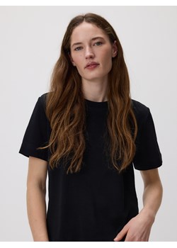 Reserved - T-shirt z bawełny merceryzowanej - czarny ze sklepu Reserved w kategorii Bluzki damskie - zdjęcie 188374943