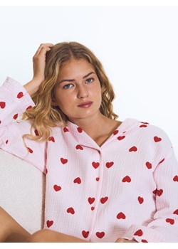 Reserved - Muślinowa piżama w serca - różowy ze sklepu Reserved w kategorii Piżamy damskie - zdjęcie 188377293