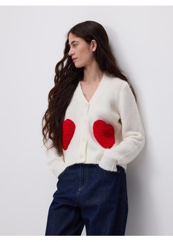 Reserved - Kardigan z haftem - kremowy ze sklepu Reserved w kategorii Swetry damskie - zdjęcie 188377321