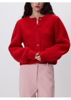 Reserved - Kardigan z bufiastymi rękawami - czerwony ze sklepu Reserved w kategorii Swetry damskie - zdjęcie 188377344