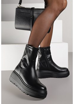 Czarne Botki na Platformie w Stylu Grunge Firivine ze sklepu born2be.pl w kategorii Botki - zdjęcie 188377853