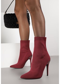 Bordowe Skarpetkowe Botki Vices na Szpilce z Noskiem w Szpic Brettalie ze sklepu born2be.pl w kategorii Botki - zdjęcie 188377874