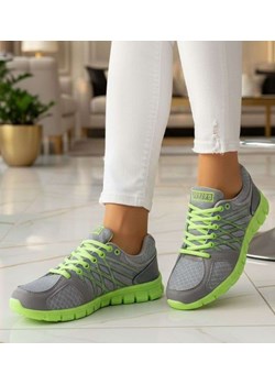 Sznurowane szaro zielone buty sportowe /C1-3 13206 S203/ ze sklepu Pantofelek24.pl w kategorii Buty sportowe damskie - zdjęcie 188380283