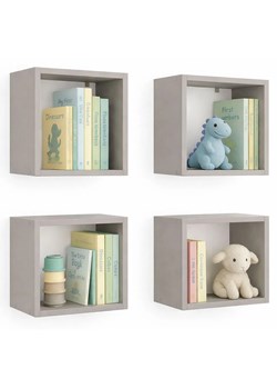 Komplet szarych kwadratowych półek dziecięcych A9-B33 ze sklepu Edinos.pl w kategorii Regały dziecięce - zdjęcie 188385471