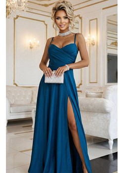 Długa sukienka wieczorowa na ramiączkach 646-2, Kolor morski, Rozmiar one size, NUMOCO BASIC ze sklepu Primodo w kategorii Sukienki - zdjęcie 188385802