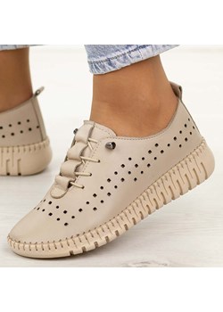 Szare ażurowe skórzane półbuty damskie T.Sokolski 4001 ze sklepu suzana.pl w kategorii Półbuty damskie - zdjęcie 188387312