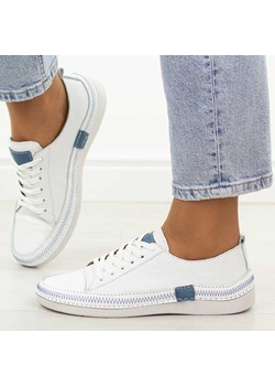 Biało nieb. skórzane półbuty damskie T.Sokolski 8260 ze sklepu suzana.pl w kategorii Półbuty damskie - zdjęcie 188387510