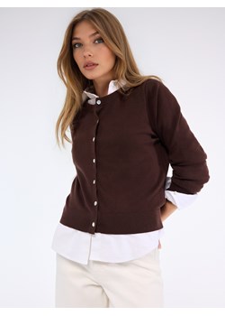 Mohito - Brązowy kardigan - ciemnobrązowy ze sklepu Mohito w kategorii Swetry damskie - zdjęcie 188387761