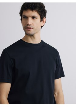 Reserved - T-shirt regular z bawełny merceryzowanej - czarny ze sklepu Reserved w kategorii T-shirty męskie - zdjęcie 188388431