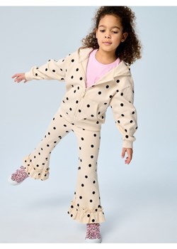 Sinsay - Spodnie flare w kropki z ozdobnymi falbankami - kremowy ze sklepu Sinsay w kategorii Spodnie dziewczęce - zdjęcie 188389492