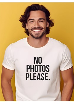 WOOOP Koszulka "No Photos Please" w kolorze białym ze sklepu Limango Polska w kategorii T-shirty męskie - zdjęcie 188391851