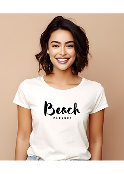 WOOOP Koszulka "Beach please" w kolorze białym ze sklepu Limango Polska w kategorii Bluzki damskie - zdjęcie 188391864