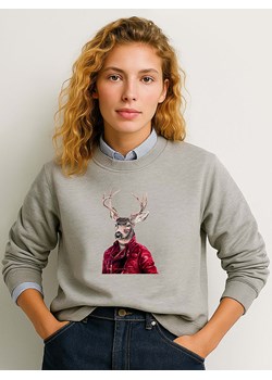 WOOOP Bluza "Red clad deer" w kolorze szarym ze sklepu Limango Polska w kategorii Bluzy damskie - zdjęcie 188392030