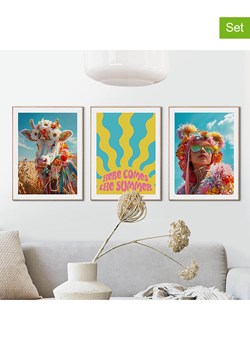 Orangewallz Druki artystyczne (3 szt.) "Summer Set" w ramce ze sklepu Limango Polska w kategorii Obrazy - zdjęcie 188393553