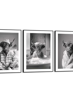 Orangewallz Druki artystyczne (3 szt.) "Highlander Wake Up" w ramce ze sklepu Limango Polska w kategorii Obrazy - zdjęcie 188394032