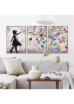 Orangewallz Druki artystyczne (3 szt.) "Balloon Girl Bright" w ramce ze sklepu Limango Polska w kategorii Obrazy - zdjęcie 188394930