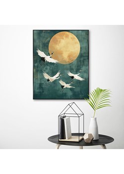Orangewallz Druk artystyczny "Evening Cranes Green" w ramce ze sklepu Limango Polska w kategorii Obrazy - zdjęcie 188395080