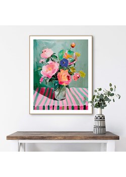 Orangewallz Druk artystyczny "Flower Stripes Pink Green" w ramce ze sklepu Limango Polska w kategorii Obrazy - zdjęcie 188395100