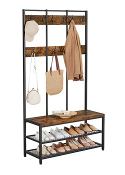 VASAGLE Garderoba stojąca w kolorze brązowo-czarnym - 100 x 184 x 40 cm ze sklepu Limango Polska w kategorii Szafy - zdjęcie 188396853