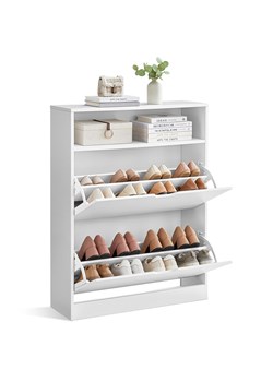 VASAGLE Regał w kolorze białym na buty - 80 x 102 x 24 cm ze sklepu Limango Polska w kategorii Szafy - zdjęcie 188396943