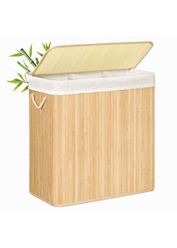 Songmics Kosz w kolorze jasnobrązowo-białym na pranie - 60 x 61 x 40 cm ze sklepu Limango Polska w kategorii Akcesoria łazienkowe - zdjęcie 188397014