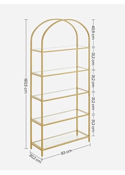 Songmics Regał stojący w kolorze złotym - 83 x 183,5 x 30,2 cm ze sklepu Limango Polska w kategorii Regały i witryny - zdjęcie 188397122