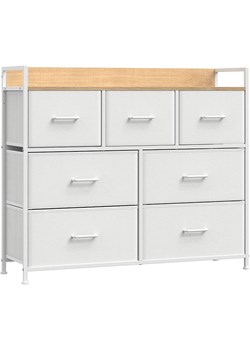 Songmics Komoda w kolorze biało-jasnobrązowym - 98 x 85 x 28,5 cm ze sklepu Limango Polska w kategorii Meble - zdjęcie 188397340