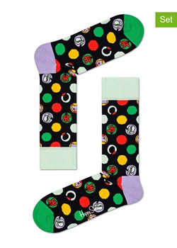 Happy Socks Skarpety (2 pary) w kolorze czarnym ze wzorem ze sklepu Limango Polska w kategorii Skarpetki męskie - zdjęcie 188398423
