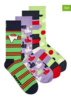 Happy Socks Skarpety (4 pary) w kolorze fioletowo-zielonym ze sklepu Limango Polska w kategorii Skarpetki męskie - zdjęcie 188398603