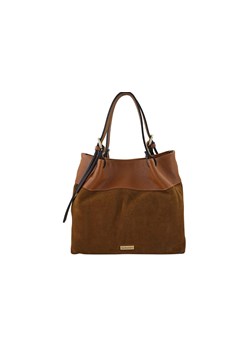 Elegancka torebka damska z naturalnego zamszu - Brązowa jasna ze sklepu butyolivier w kategorii Torby Shopper bag - zdjęcie 188401864