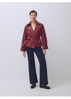 Reserved - Skórzana kurtka z kołnierzem - czerwony ze sklepu Reserved w kategorii Kurtki damskie - zdjęcie 188404194