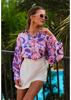 Różowo-Fioletowa Koszula Ozdobiona Abstrakcyjnym Printem Sharleen ze sklepu renee.pl w kategorii Koszule damskie - zdjęcie 188404773