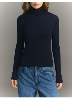 Reserved - Longsleeve z wiskozą - granatowy ze sklepu Reserved w kategorii Bluzki damskie - zdjęcie 188405790