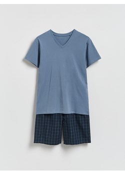 Reserved - Dwuczęściowa piżama z bawełny - granatowy ze sklepu Reserved w kategorii Piżamy męskie - zdjęcie 188405914