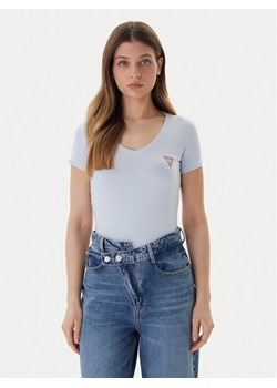 Guess T-Shirt W2YI45 J1314 Błękitny Slim Fit ze sklepu MODIVO w kategorii Bluzki damskie - zdjęcie 188408180