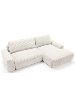 Sztruksowa kanapa narożna z funkcją spania ecru H1-F87 ze sklepu Edinos.pl w kategorii Sofy i kanapy - zdjęcie 188411514