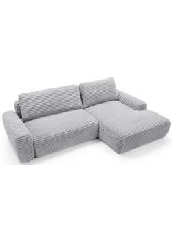 Szara sztruksowa kanapa narożna z funkcją spania E2-Z47 ze sklepu Edinos.pl w kategorii Narożniki - zdjęcie 188411553