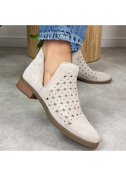 Beżowe jesienne ażurowe botki damskie M.Daszyński Sa62-102 ze sklepu suzana.pl w kategorii Botki - zdjęcie 188412973