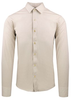 Elegancka Koszula z Dzianinowej Tkaniny -  Prosty Krój - Jasny Beż KSDWPZNIjasBEZrg ze sklepu JegoSzafa.pl w kategorii Koszule męskie - zdjęcie 188413124