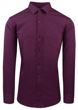 Męska Koszula z Dzianinowej Tkaniny - Krój Taliowany - Bordo KSDWPZNIbordoSL ze sklepu JegoSzafa.pl w kategorii Koszule męskie - zdjęcie 188413142