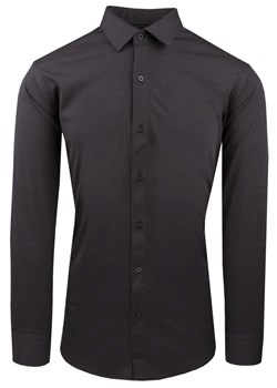 Męska Koszula z Dzianinowej Tkaniny - Krój Taliowany - Grafit KSDWPZNIgrafitSL ze sklepu JegoSzafa.pl w kategorii Koszule męskie - zdjęcie 188413160