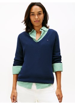 Tommy Hilfiger Sweter damski z dzianiny Kobiety Bawełna granatowy jednolity ze sklepu vangraaf w kategorii Swetry damskie - zdjęcie 188413403