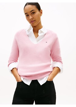 Tommy Hilfiger Sweter damski z dzianiny Kobiety Bawełna różowy jednolity ze sklepu vangraaf w kategorii Swetry damskie - zdjęcie 188413412