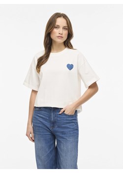 Vila Koszulka damska - Monie Kobiety Bawełna écru jednolity ze sklepu vangraaf w kategorii Bluzki damskie - zdjęcie 188413422